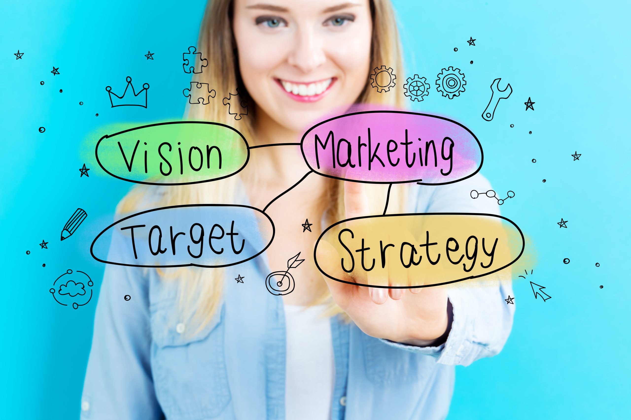 Marketing concept with young woman